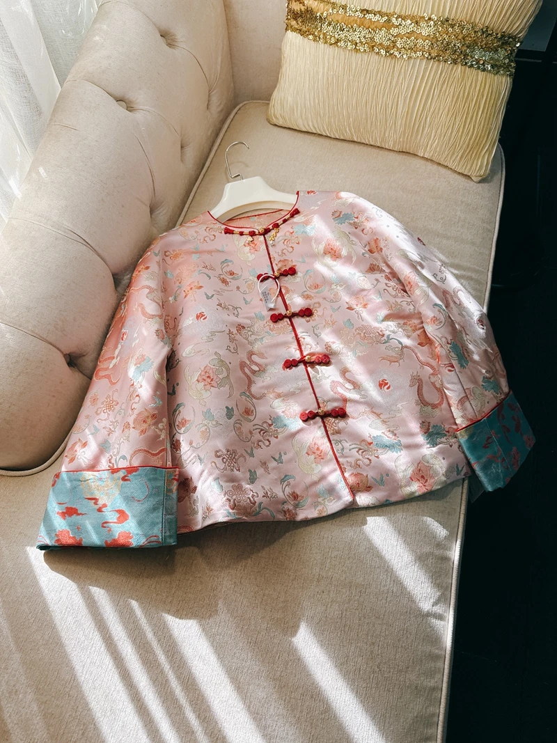 

Thiened Хлопковый джет с вышивкой, новый китайский женский весенний фестиваль, военный халат в стиле ретро, национальный топ Miss China