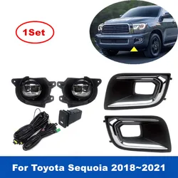 1Set Car Front Bumper Replacement Fog Lamp Assembly Upgrade Kit FOR TOYOTA Sequoia 2018 2019 2020 2021 With Switch + Wiring