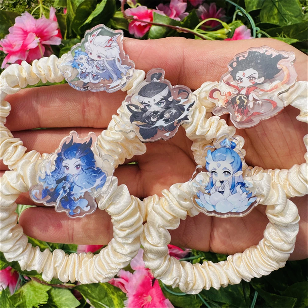 Chouchous en acrylique pour femmes, accessoires de Cosplay du film Anime Ne Zha, chouchous pour cheveux, queue de cheval solide, couvre-chef, bandes élastiques