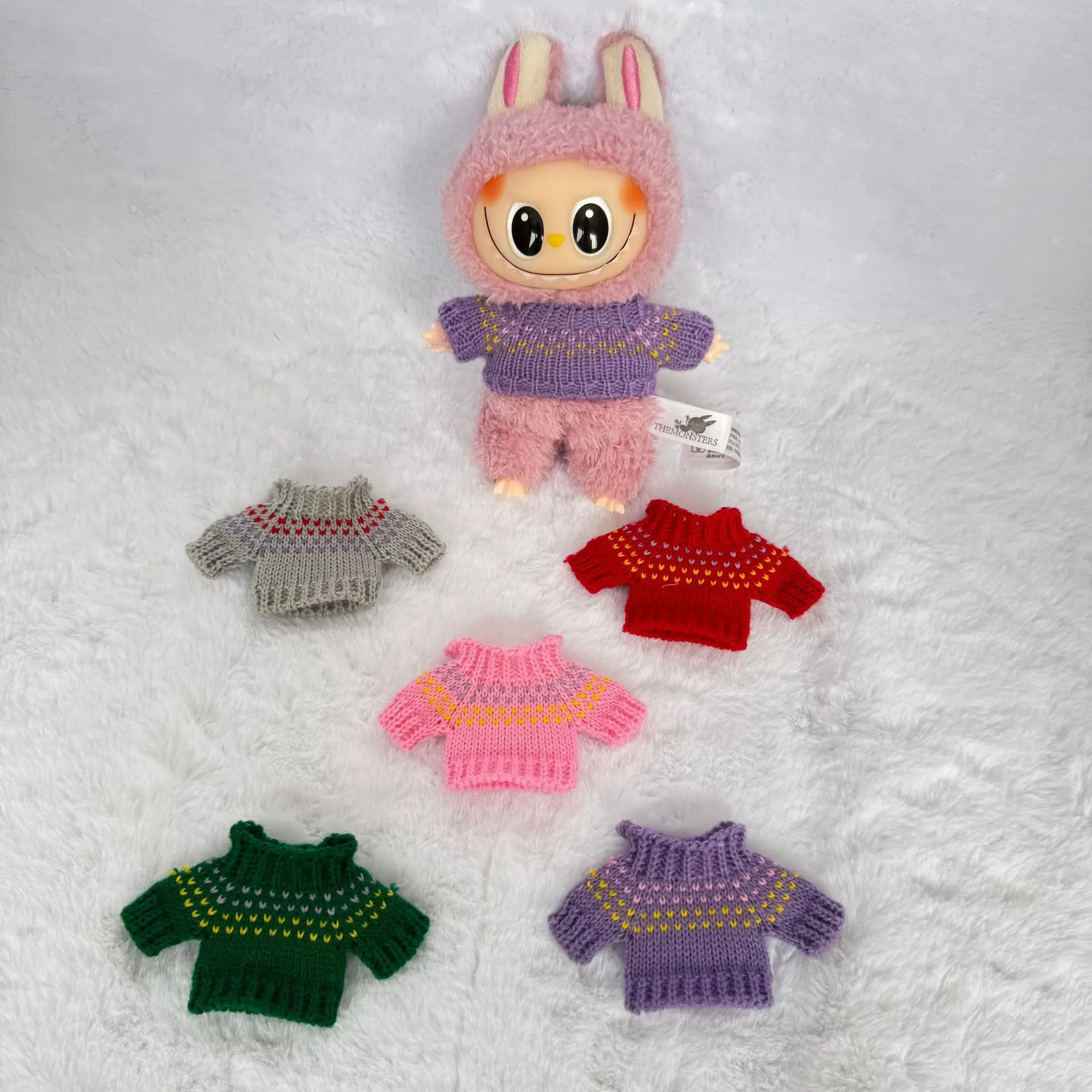 For LABUBU Dolls Baby Clothes Knitted First, Second and Third Generation , Clothes Pendants, Labubu Sweater Sets