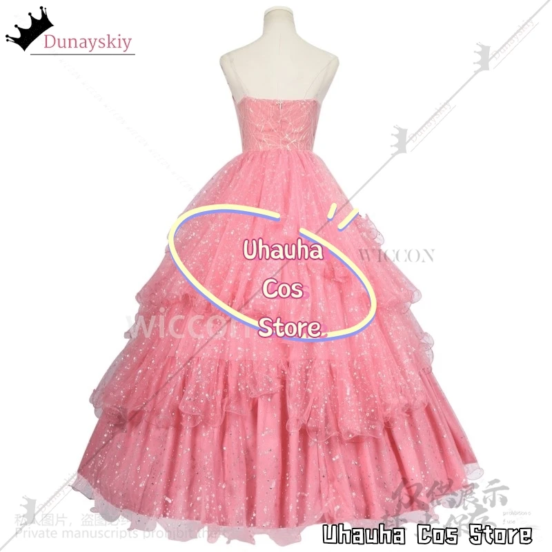 Glinda malvado cosplay anime filme traje rosa vestido lolita noite bonito terno peruca halo brinco conjunto para meninas de halloween personalizado