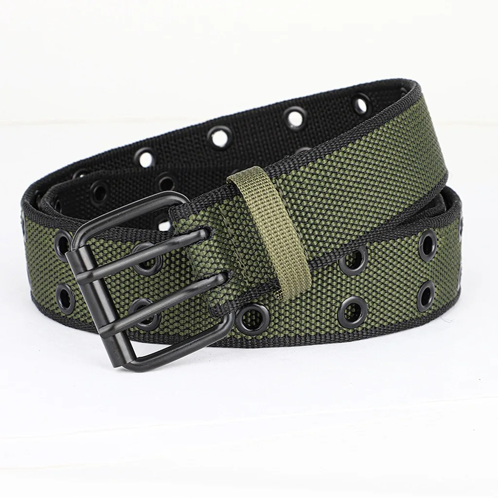 Casual Canvas Belt Canvas Matte Metal Buckle Belt Adjustable Webbing Belt  For Sports Fitness Work Tactical Use