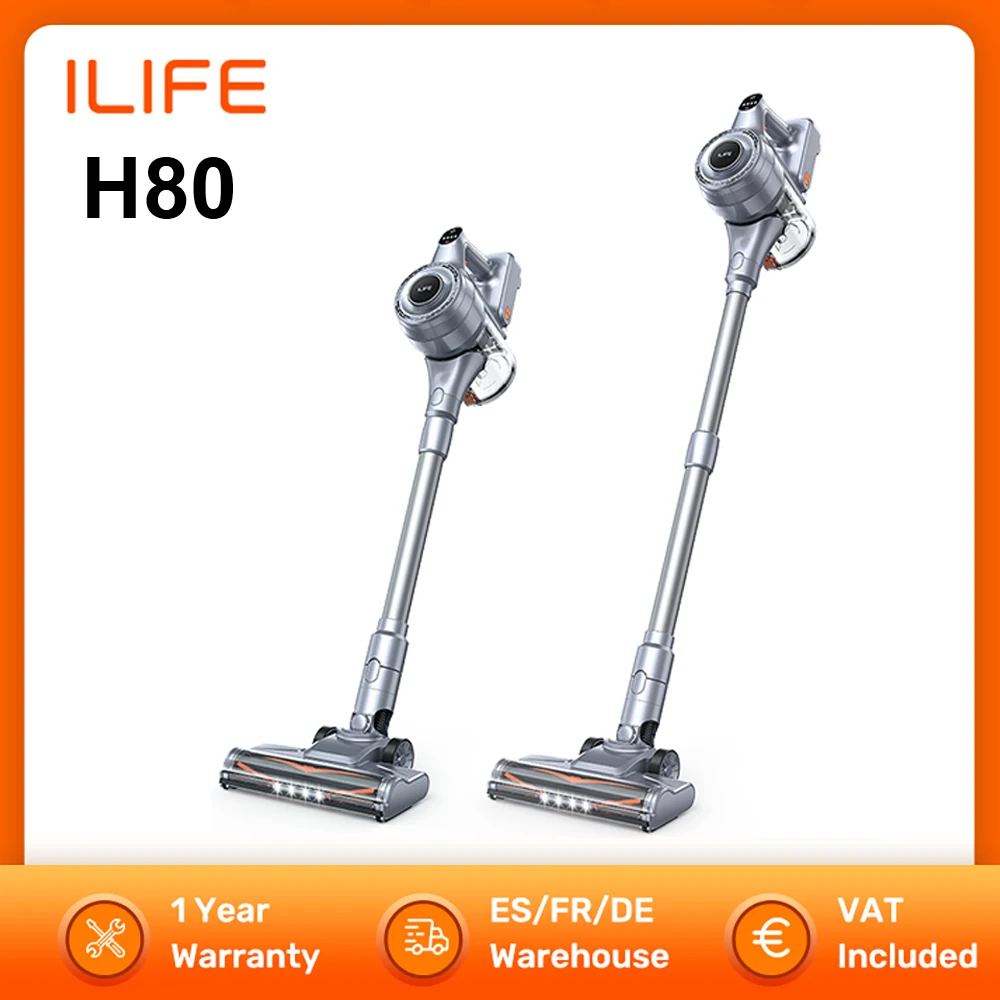 ILIFE-aspiradora de mano inalámbrica H80, Robot aspirador con succión de 20kPa, 35min de funcionamiento máximo, tiempo de iluminación LED, 0,55l,