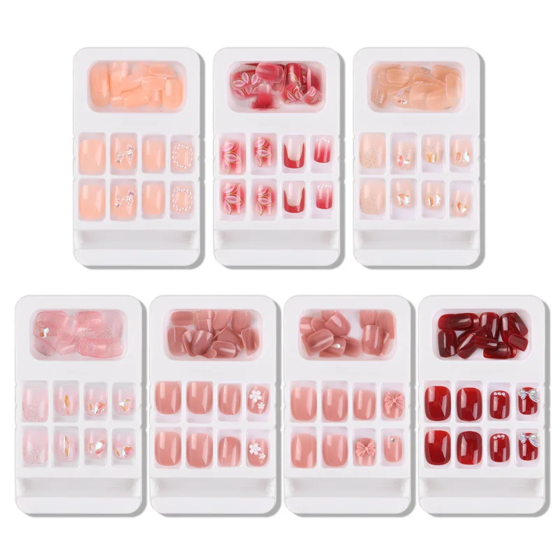 PINPAI Fake Nails Kit With Double-side Sticker Artificial Tips Press On Fake Nails Set Full Cover False Nail Tips For Decoration