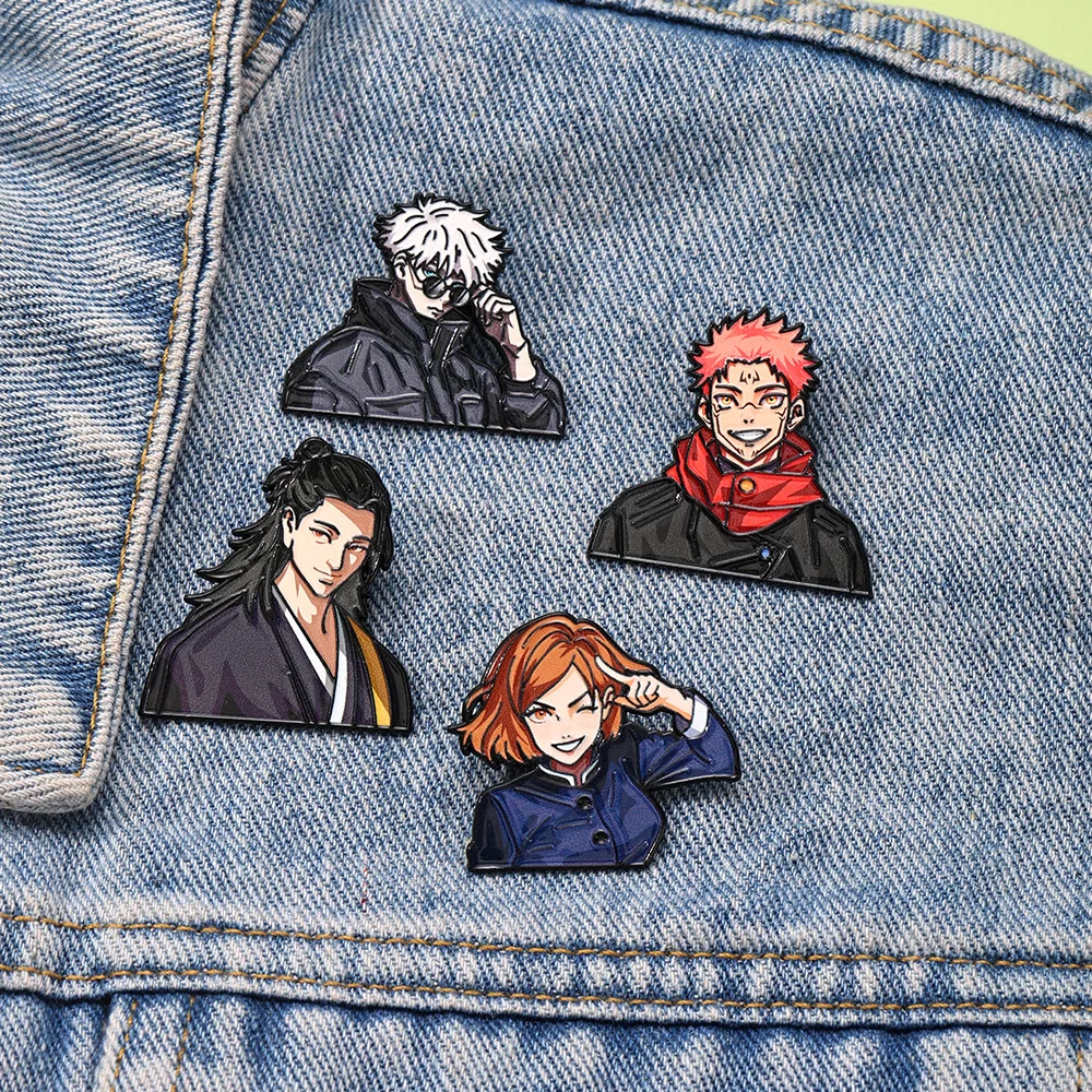 4pcs Set Cartoon Anime Girls Enamel Pins Fashion Boys Lapel Badges on Clothes Hats Gojo Satoru Brooch Jewelry For Friends Gifts