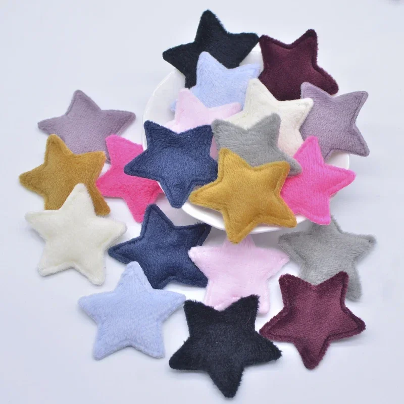 50Pcs/lot 38mm Padded Plush Furry Felt Star Applique for DIY Headwear Hair Clips Bow Accessories Handmade Baby Clothes Hat Decor