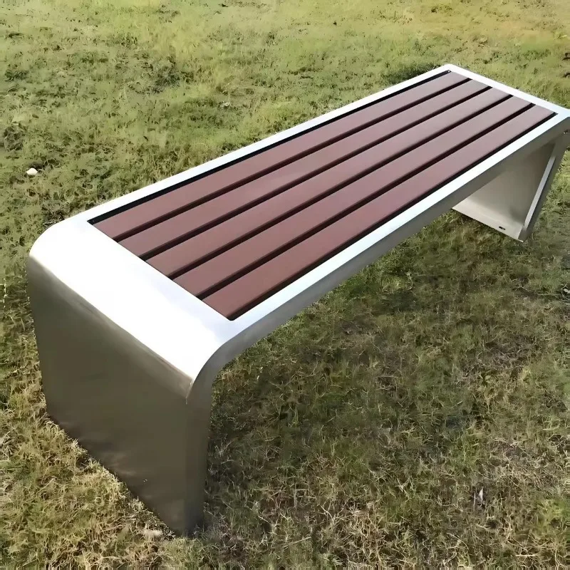 كرسي بارك من الفولاذ المقاوم للصدأ مضاد للتآكل على الطراز الحديث مصنوع من الخشب الصلب للترفيه في الهواء الطلق لمقعد الفناء في الهواء الطلق