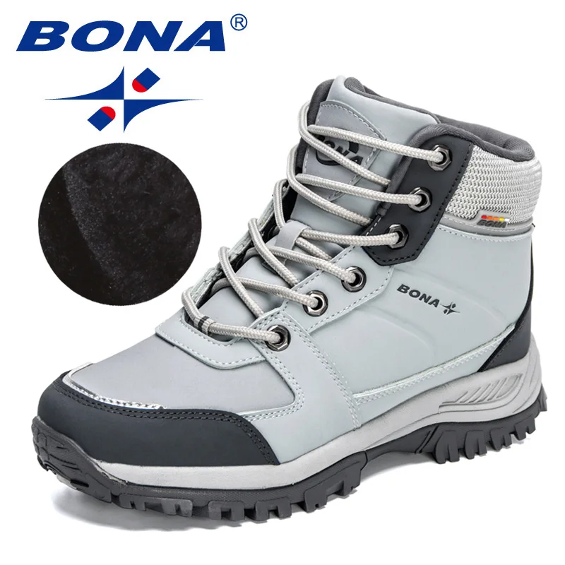 BONA 2023 New Designers Brand Winter Snow Boots Women Nubuck Leather Sneakers Super Warm Plush Boots Lady Outdoor Hiking Boots