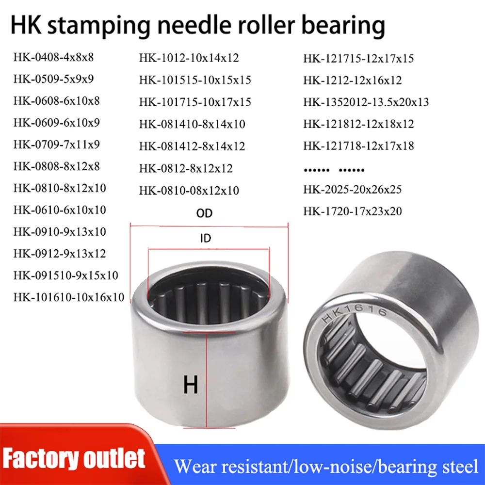 

HK Needle Bearing HK0408-HK2514 4x8x8mm - 25x32x14mm Inner diameter x Outer diameter x Height Rodamiento de agujas