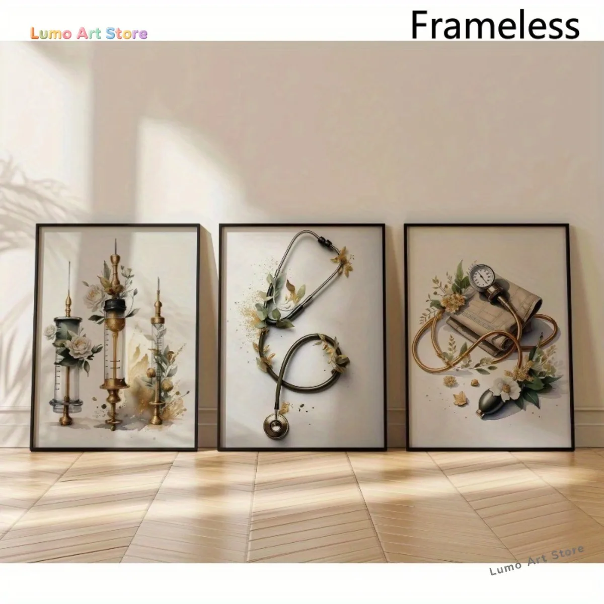 2D Flat, 2D Flat, 3pcs (Canvas Poster Unframed) Nurse Office Decor, Set of 3, Download, Floral Office Decor, Nurse Graduation