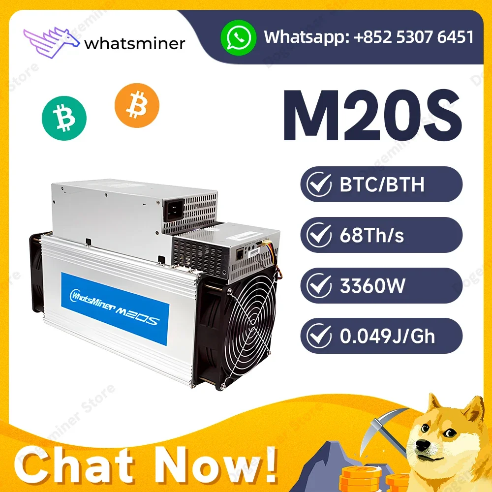 WhatsMiner M20S 68T BTC Miner Bitcoin Crypto Mining Machine Asic Miners Better Than WhatsMiner M3 M3X M21 M21S