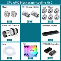 BYKSKI Water Cooling Kit Water Pump 120mm fan 360mm/240mm Radiator PC System Cooler G1/4' Fittings Hose Tube