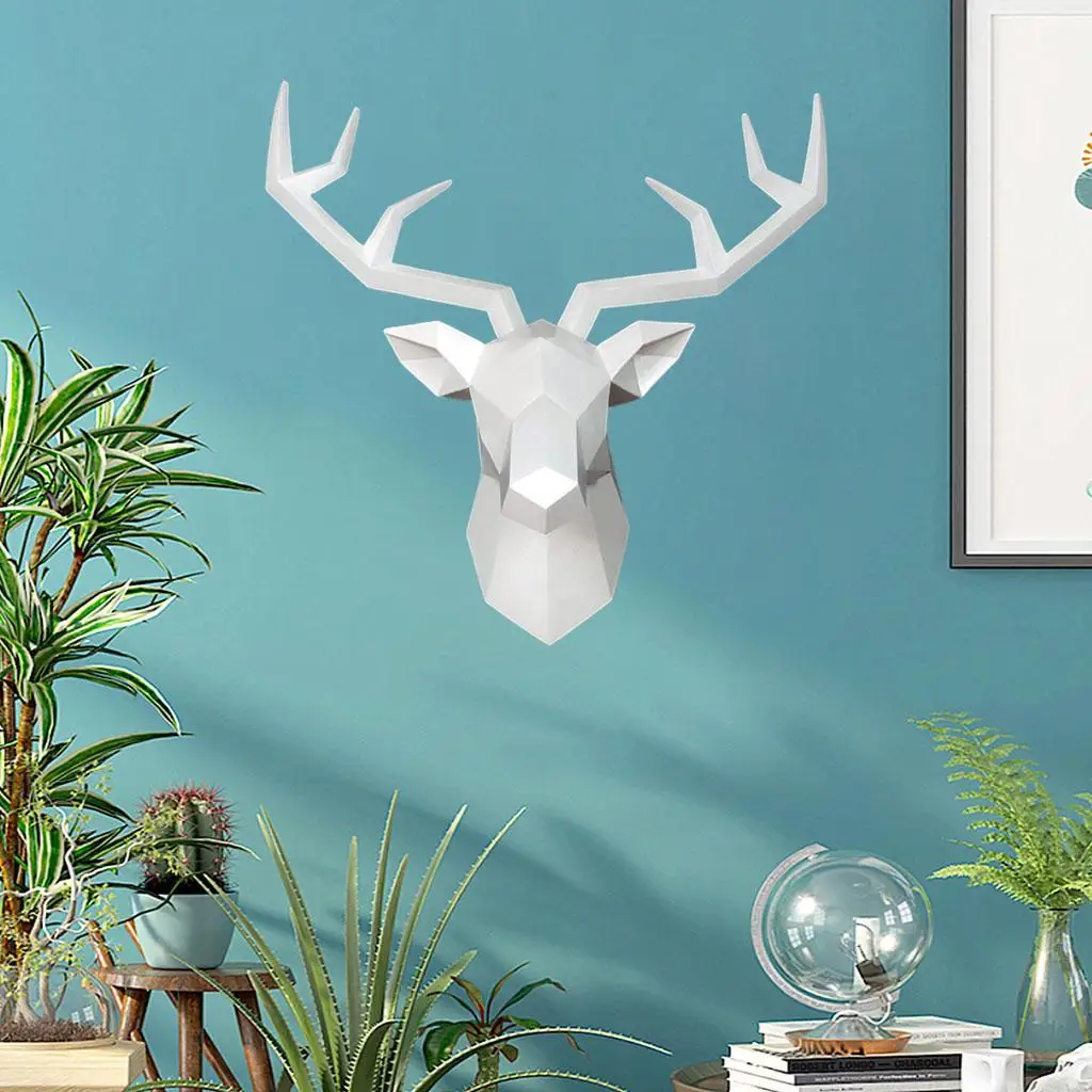 3D Deer Head Miniature Wall Hanging Stag Statue Animal Statue