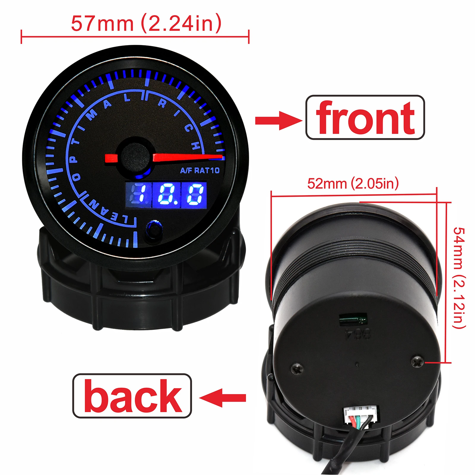 2" 52mm Air Fuel Ratio Gauge Afr Gauge With Narrowband O2 Oxygen Sensor Kit LED Digital Display Fit for Car 12V 234-4209 2344209