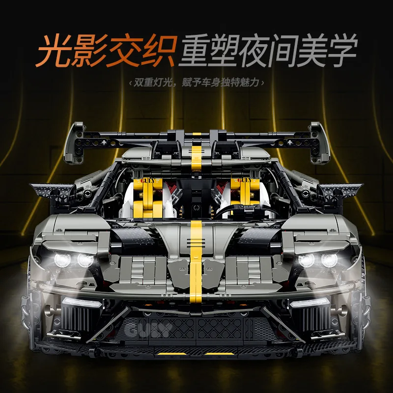 GULY10651 Supercar, blocs de construction de voiture, 3402 pièces, créatif, 1:8 MOC, modèle de voiture de course à haute difficulté, briques de construction, jouet pour adulte, cadeau pour garçon
