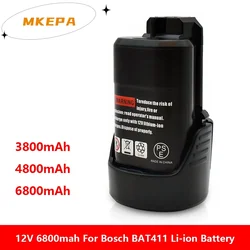 10.8 12V38006800mAh suitable for Bosch lithium-ion batteries BAT412A BAT414 BAT411 BAT412 D-70745 2607336014 BAT420 GSR 120-L