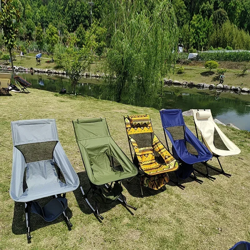 Folding and heightening backrest chair outdoor rocking chair lunch break leisure moon  reclining  supports
