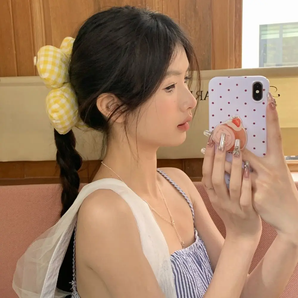 

Trendy Sweet Flower Hair Scrunchies Lattice Cloth Exaggerated Hair Ring Korean Style Hair Rope Oversized Hair Tie Women