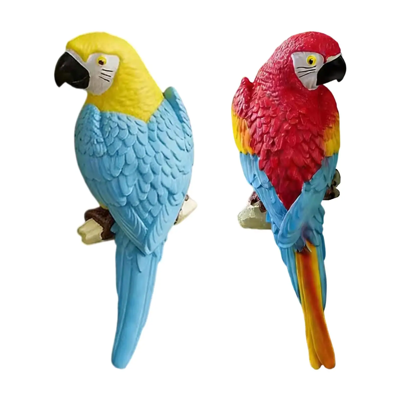 Realistic Parrot Statue PVC Weatherproof Decorative Bird Figure for Outdoor Garden Yard Backyard