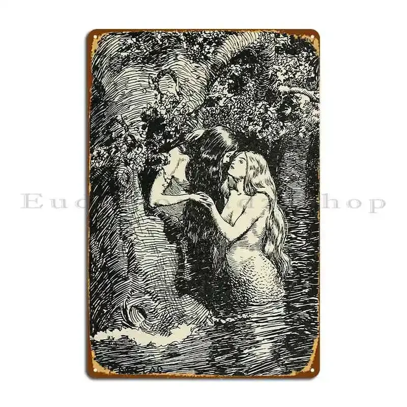 The Nymph Caught The Dryad In Her Arms Metal Sign Club Personalized Plaques Wall Decor Design Tin Sign Poster