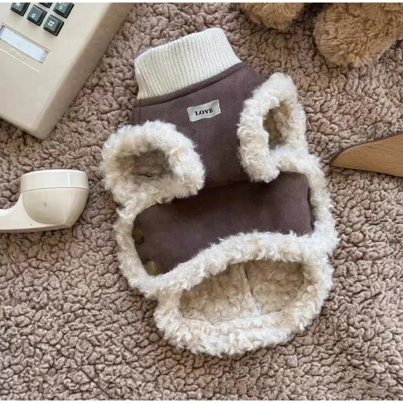 Warmer Winter-Hundemantel für kleine Hunde, Pufferjacke für Teddy, Bichon, Pommersche, Schnauzer, Plüsch, dicke Haustierkleidung mit Gurtloch – Detail 3