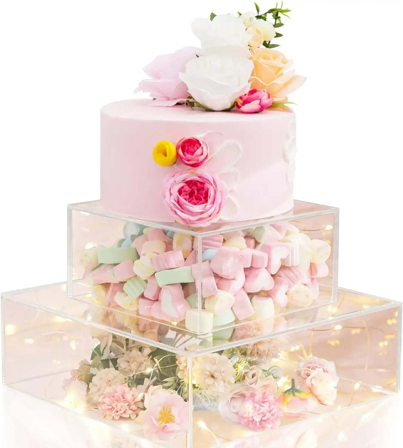 

Набор из 2 шт., акриловая подставка для торта, квадратная подставка для торта, держатель для свадьбы, дня рождения, десертные столы