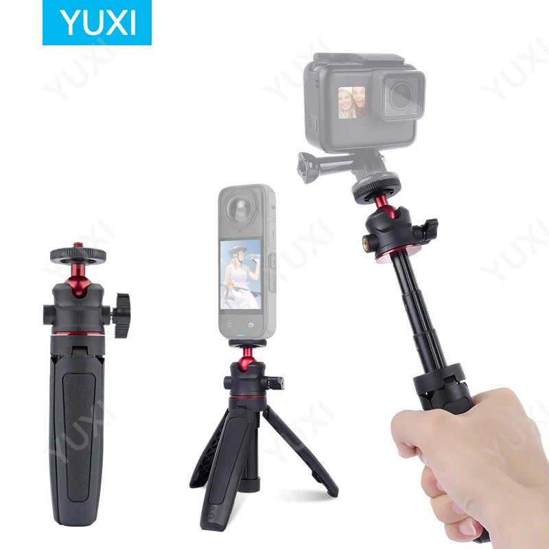 

Мини-штатив для селфи, ручная телескопическая штанга с шаровой головкой, универсальное крепление с винтом 1/4 дюйма для камер GoPro, Insta360, DJI Osmo