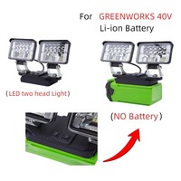 LED two head Light for GREENWORKS 40V Li-ion Battery Lights Port Portable Outdoor Lamp Emergency (NO Battery)