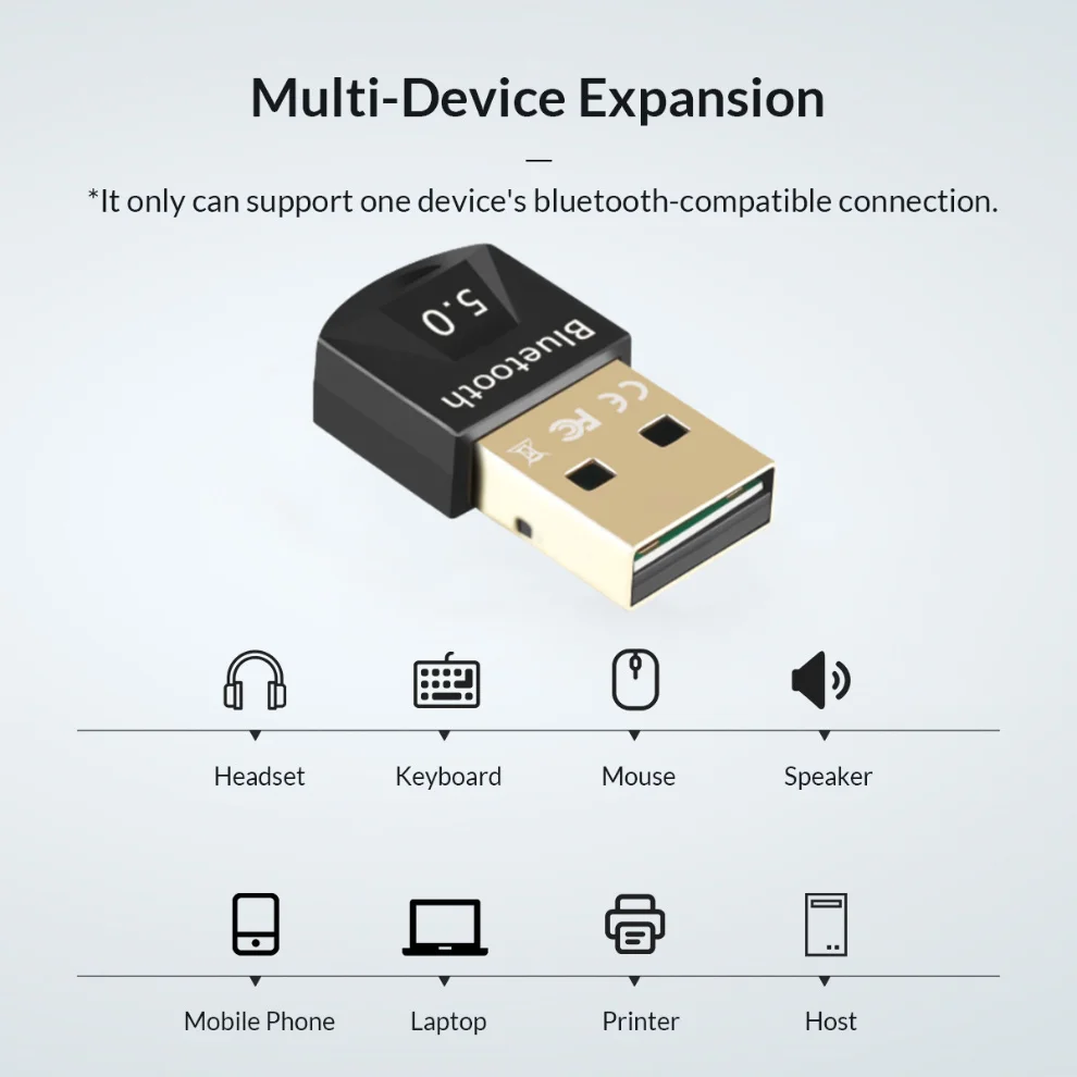 LccKaa USB Bluetooth Adapter 5.0 Bluetooth Receiver USB Bluetooth 5.0 Dongle BT Transmitter Mini Adapter for PC Laptop Speaker