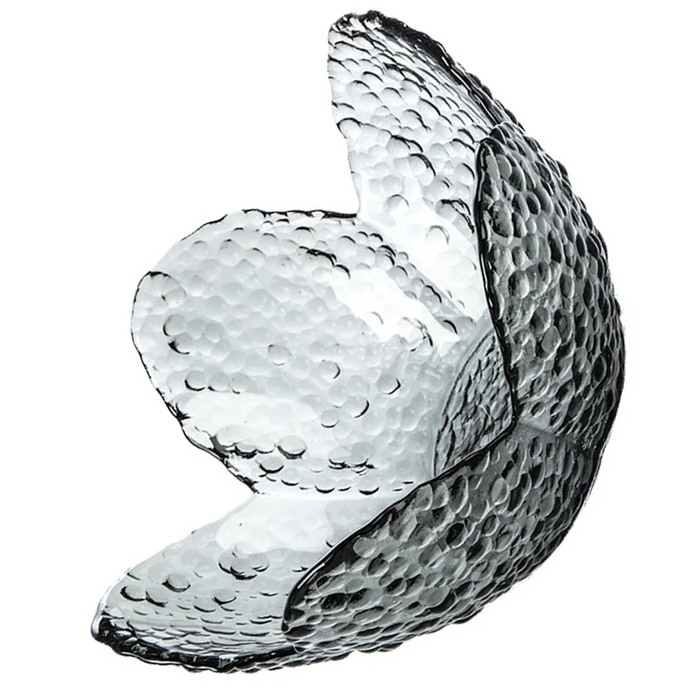 وعاء زجاجي على الطراز الياباني بنمط المطرقة بحواف ناعمة وعاء تقديم الطعام الآمن متعدد الأغراض لسلطة الزجاج والحلوى والفاكهة