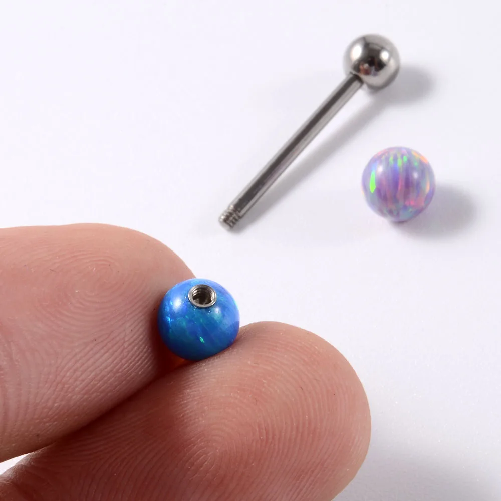 1PC Stainless Steel Opal Ball Captive Bead Ring Opal BCR Opal Industrial Barbell Tragus Daith Cartilage Piercing Jewelry