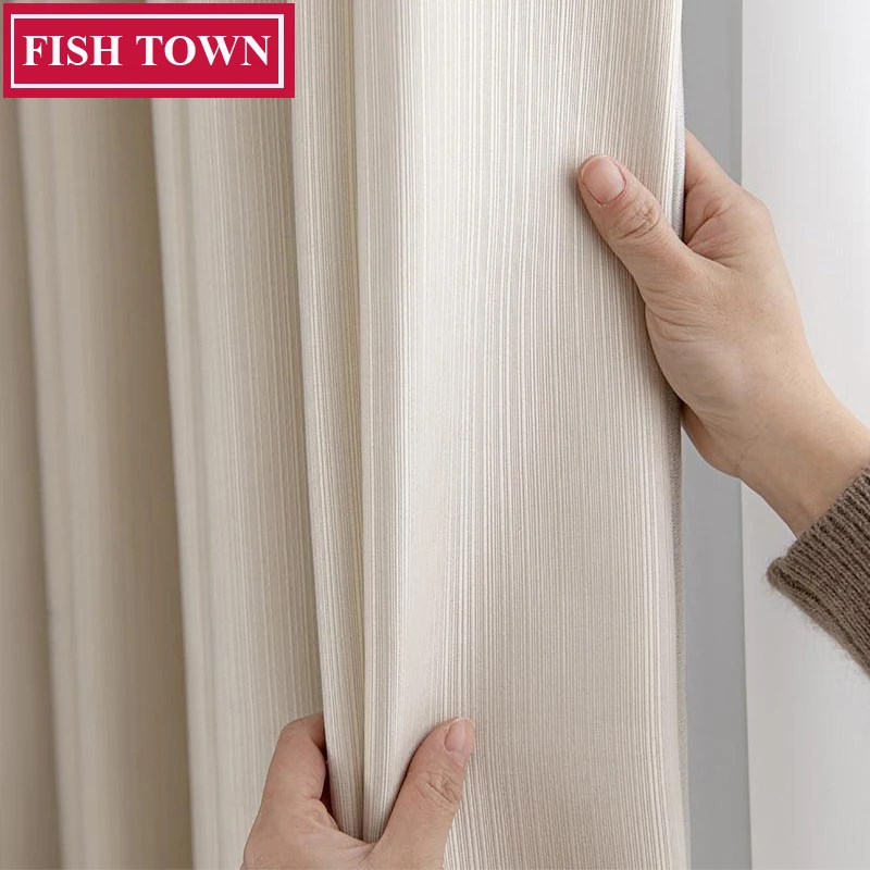 FISH TOWN 75%-85% Shading Rate High Quality Custom Made Modern Style Solid Color Blackout Curtain For Living Room Window