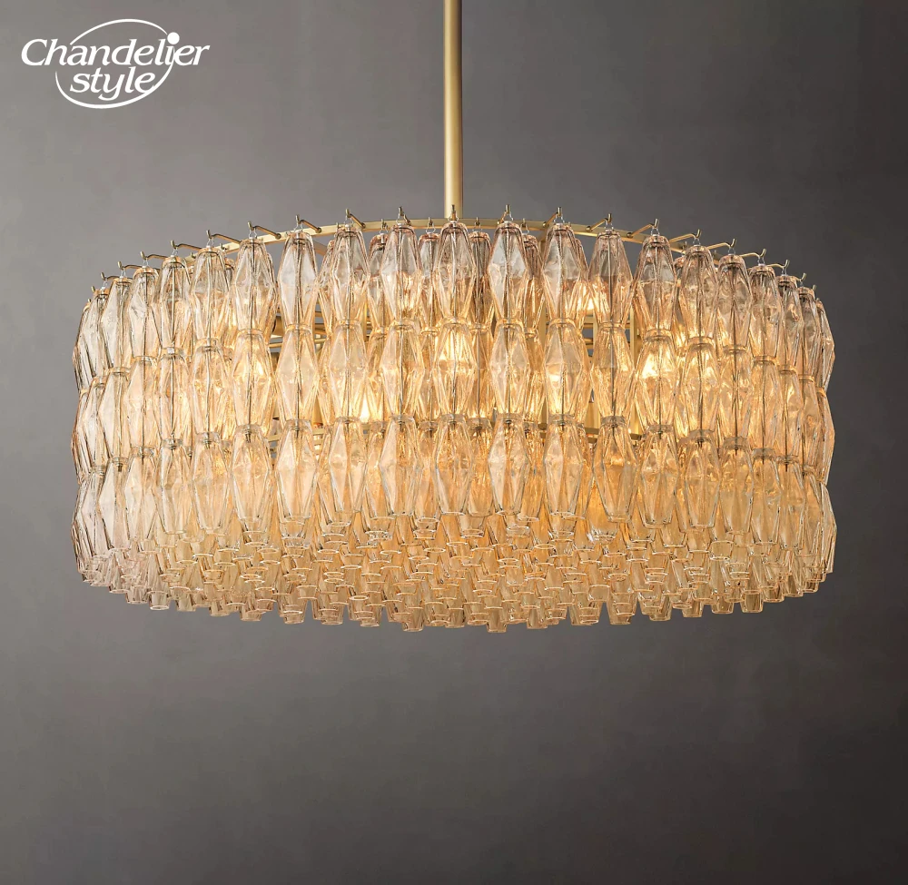 Modern LED Chandelier Chiara Clear Glass Round Chandeliers Lighting Living Room Bedroom Dining Room Pendant Lights