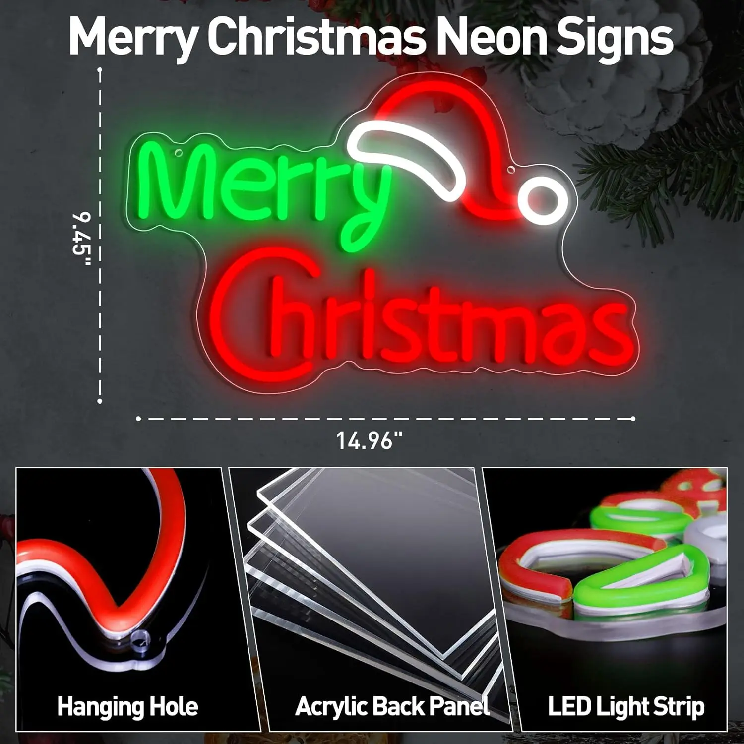 Merry Christmas Neon Signs LED Light Sign For Holiday Party Home Bar Decoration Outdoor Wall Decor Festival Celebration Kid Gift