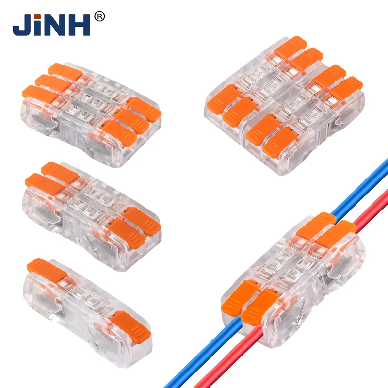JINH 5Pcs CMK65 Lever type Terminal Block 2.5mm² Quick press Connection Compact lighting Mini Multiple Input/Output with wiring