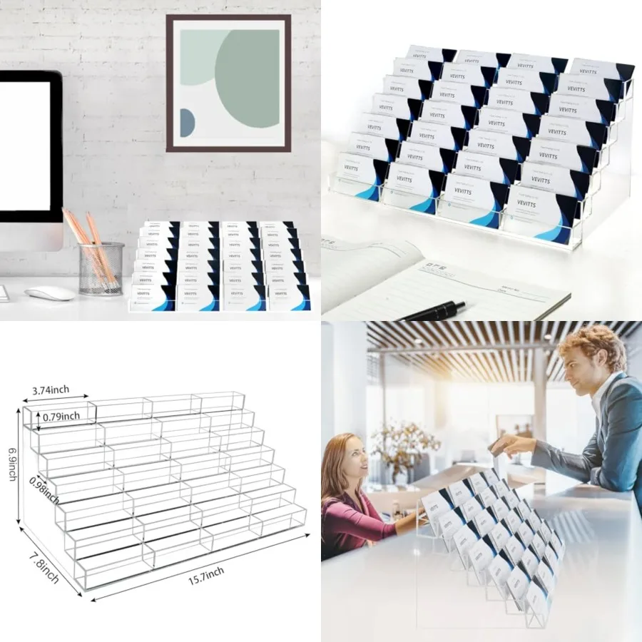 

Acrylic Business Card Holder for Desk Multiple Business Card Holders Slot 7 Tier Large Business Card Organizer Business Card Di
