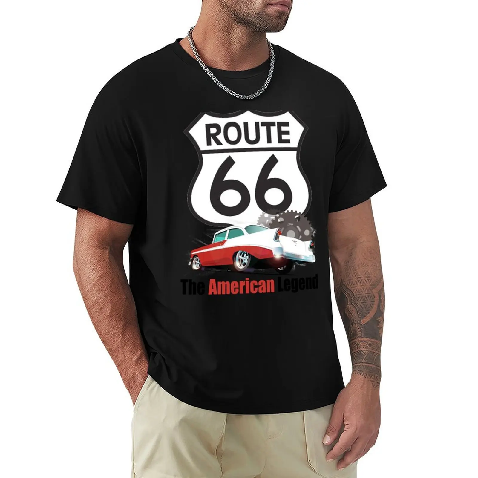 Route 66 American Made T-Shirt Basic Solid Color Short Sleeve Cotton Top