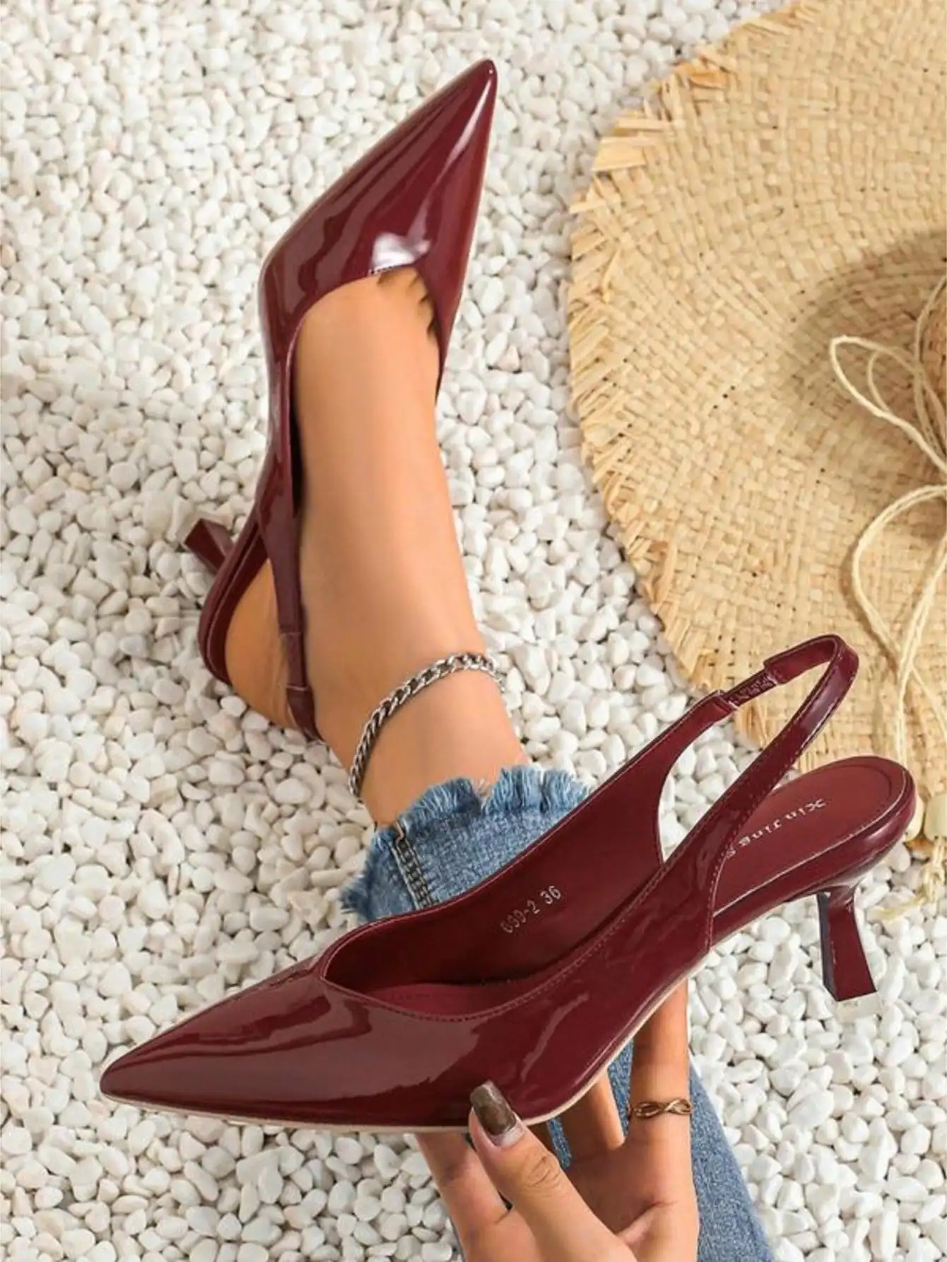 Women's Gloss Slingback Stiletto Pumps, Soft Comfort Pointed Toe High Heels, Elegant Patent Finish Dress Heels for Ladies, Versatile Evening Footwear, Perfect for Wedding Ceremony, Date Night, Cocktail Party, Summer Holiday, Dinner Events Evening Outfits