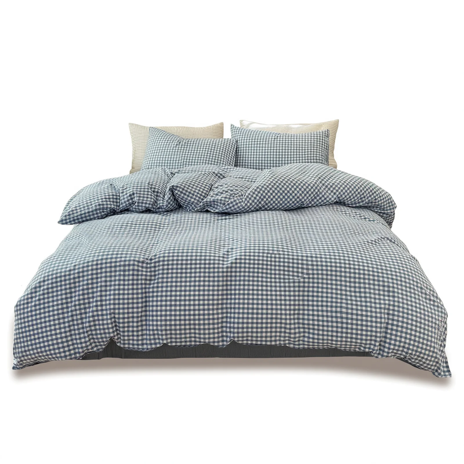 Lightweight Blue Gingham Duvet Cover Premium Bedding Gingham Comforter Twin XL Comforter Style Ties