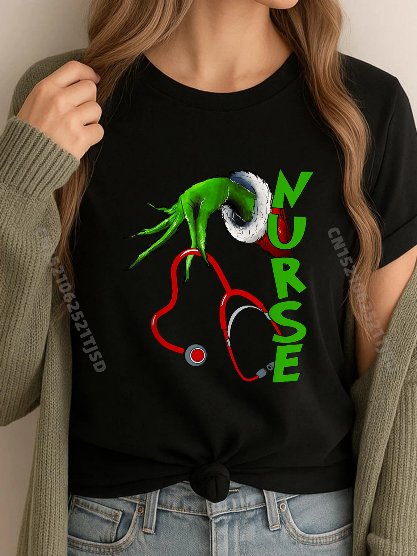 

Nurse Christmas Stethoscope Nurses Xmas Pajamas Pjs Cotton Graphic Tees Tshirt Gift