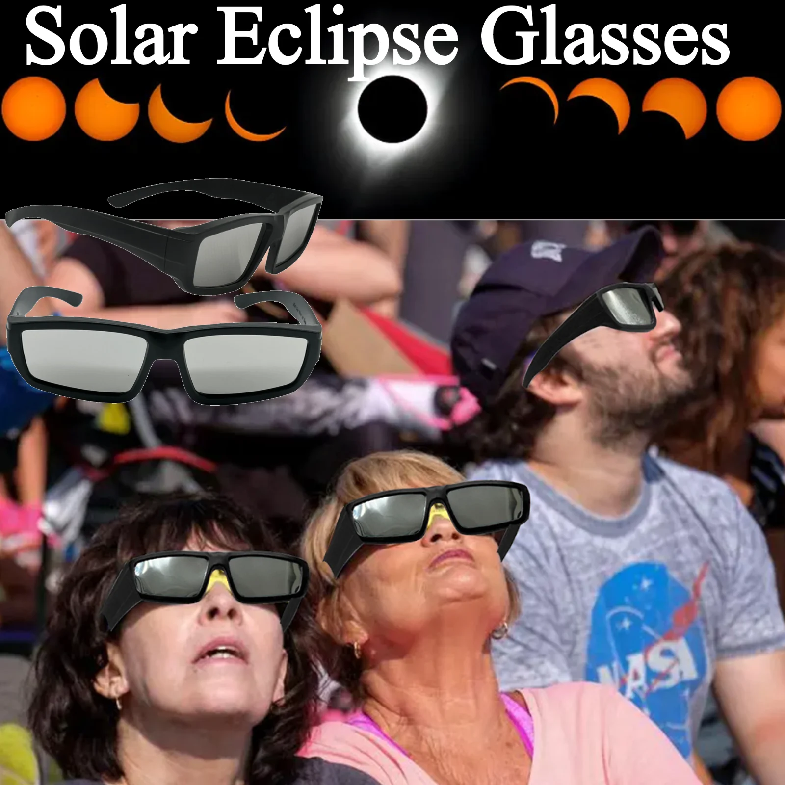 1-5PCS Safe Solar Eclipse Glasses Plastic Frame Professional Solar Viewer Shade For Direct Sun Observation Total Eclipse Eyewear