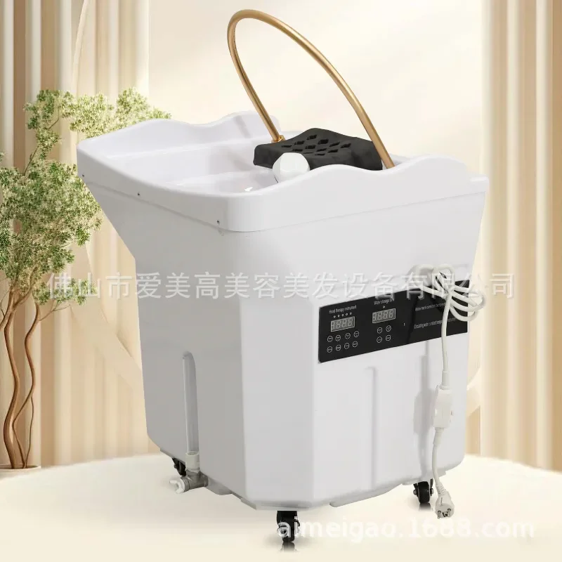 Portable Shampoo Basin with Water Tank Heating Circulation for Salon Spa Head Treatment No Plumbing Required Mobile Wash