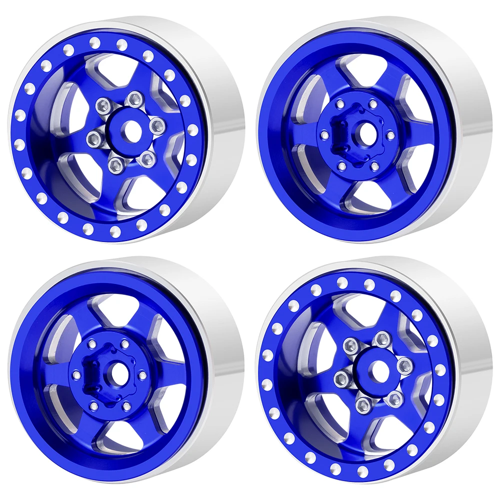 AXSPEED 4 Stück 1,0'' Metall-Legierung Beadlock-Felgen für Axial SCX24 1/24 TRX-4M 1/18 RC Crawler Auto Modellteile