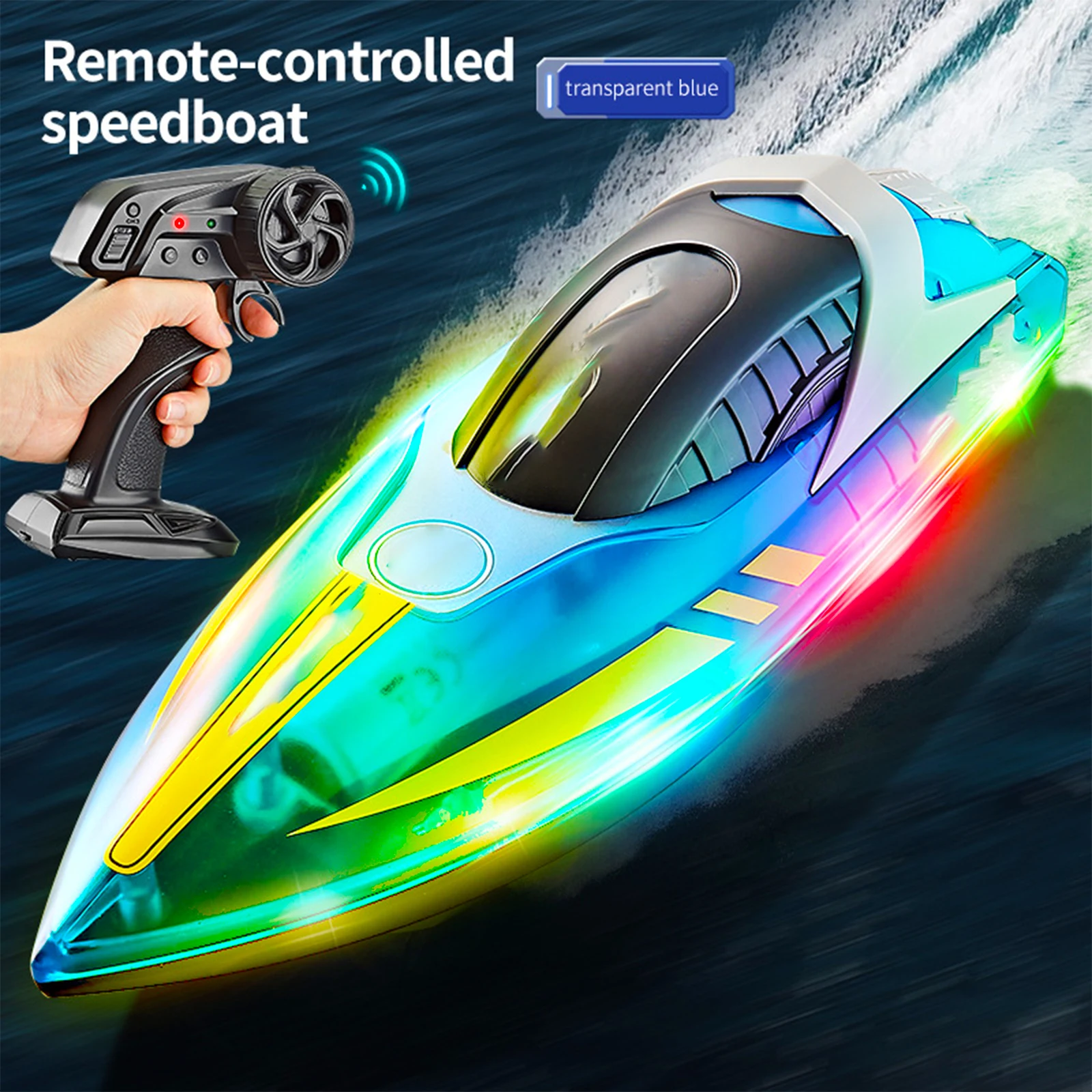 2.4G RC High Speed Boat With Bright Led Light 15km/h Dual MotorRemote Control Racing Ship Waterproof Outdoor Water Speedboat Toy
