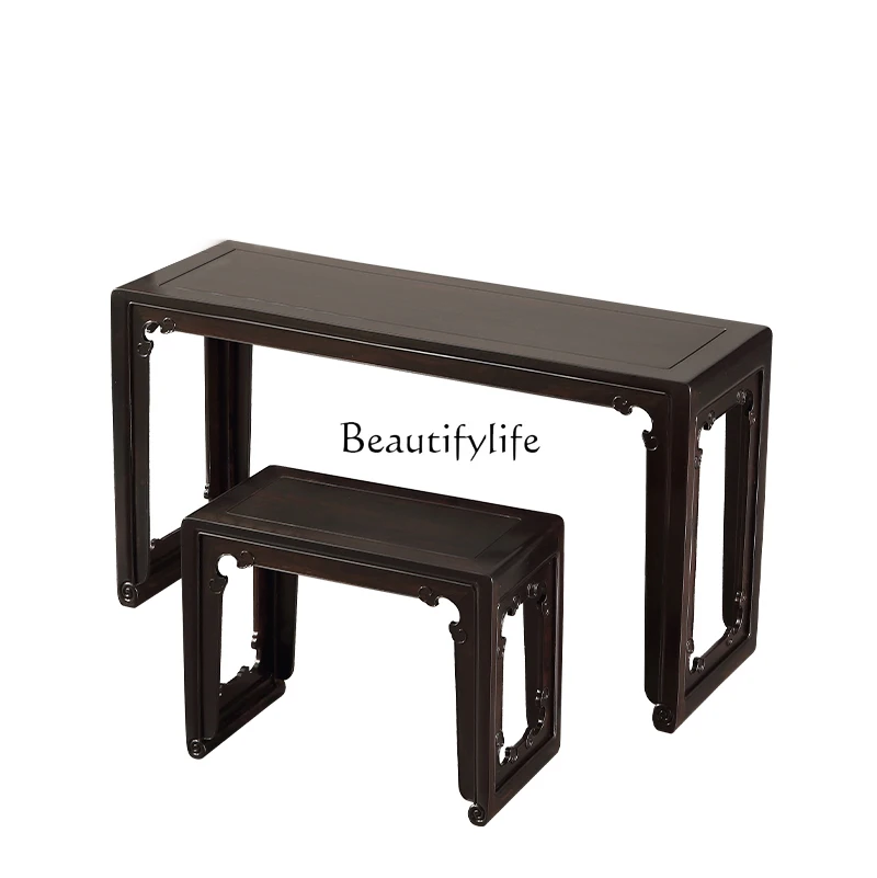 

Red light sandalwood piano stool two-piece set guzheng table piano table Chinese antique