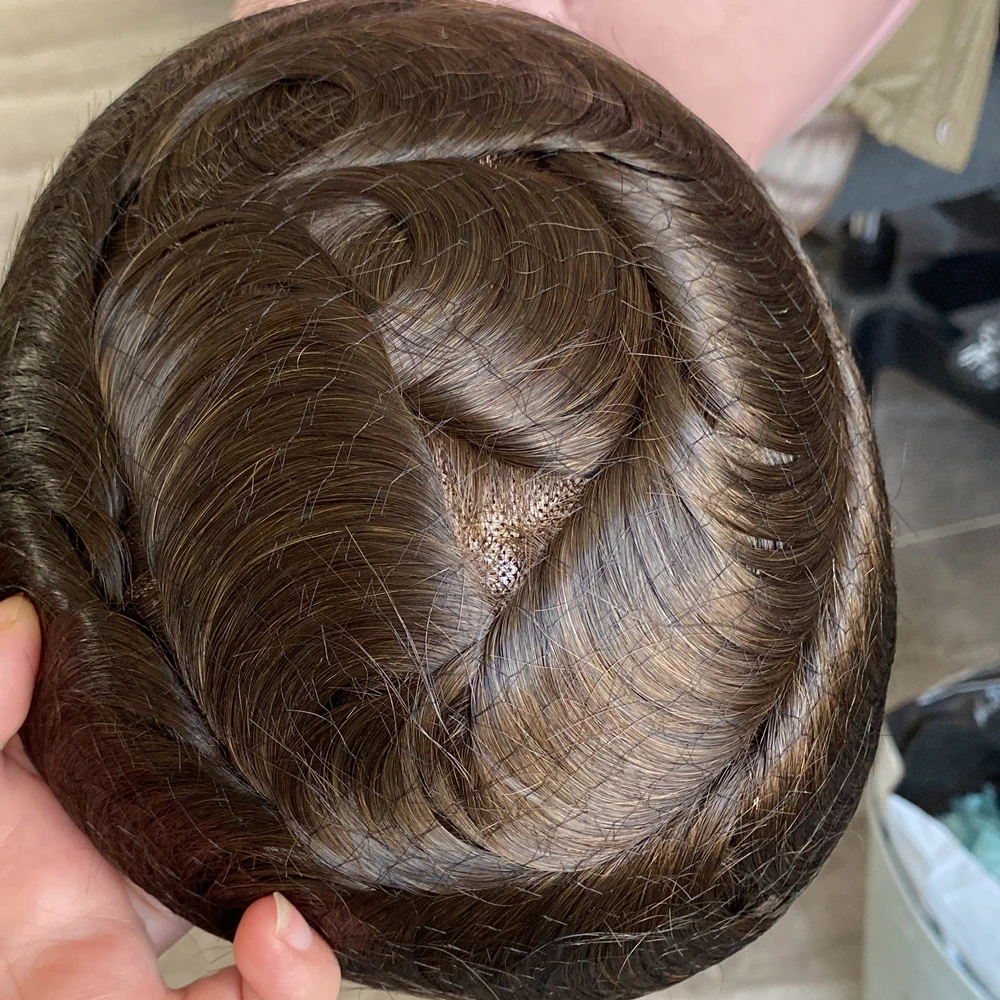 

Натуральный парик-накладка Vloop Frontline: самый дешевый моно- и полиуретановый дышащий мужской парик для замещения волос, 30 мм, волнистые/прямые волосы на выбор, одинарный узел