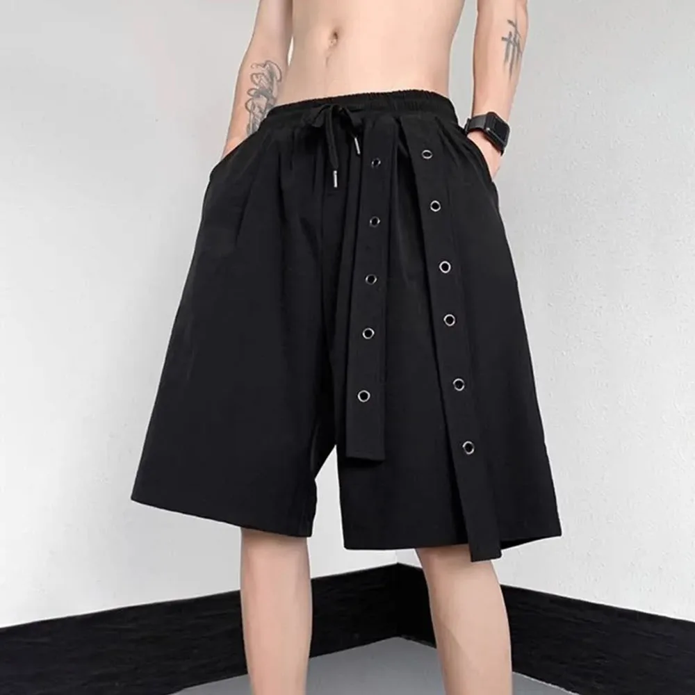 Genderless Dark Style Y2k Casual Shorts Men\'S 2024 Summer New Design Five-Point Pants Waistband Personalized Loose Sports Pants