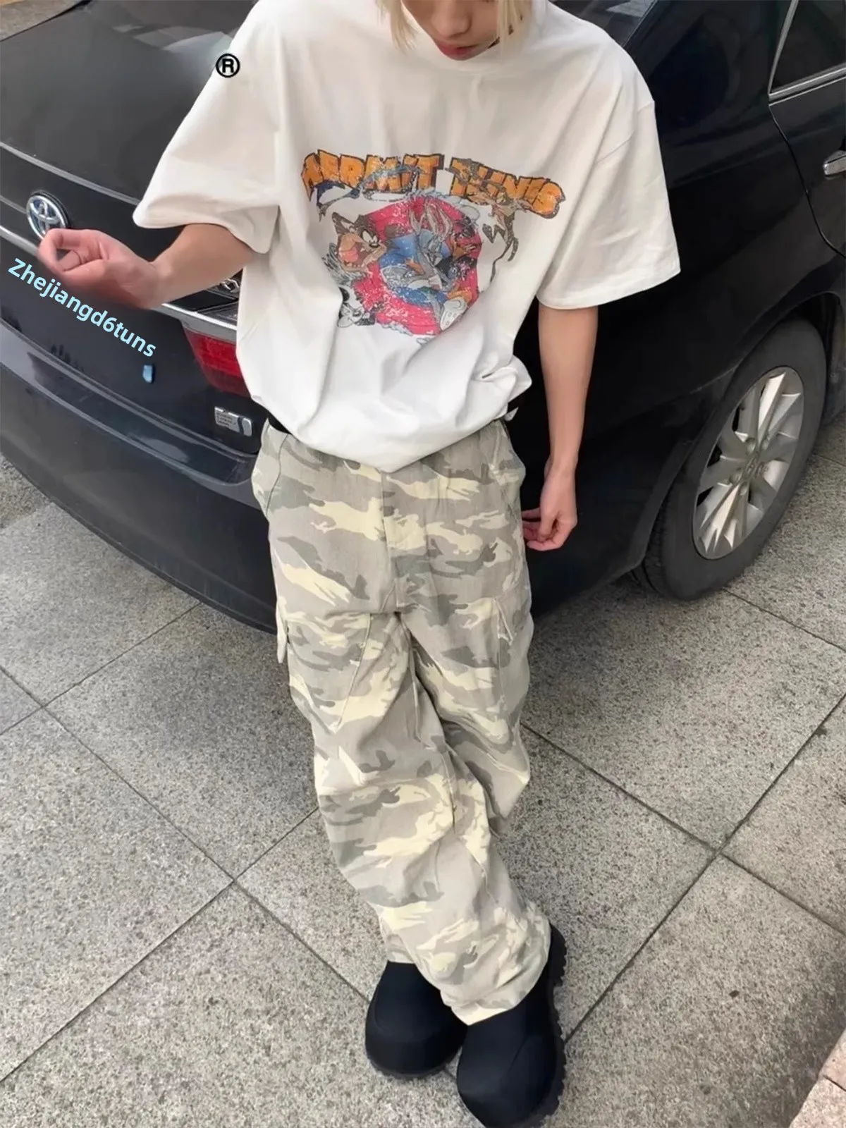 

plus Size 300 Pou American Retro Camouflage Jeans Men's Loose Straight Leg Wide Leg Workwear Casual Pants Autumn Season