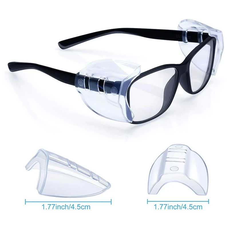 12 Pairs Safety Eye Glasses Side, Slip On Clear Side Shield For Safety Glasses- Fits Small To Medium Eyeglasses