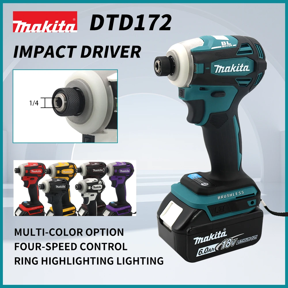 Imagem -02 - Brushless Cordless Long Range Impulse Drive Recarregável Motor Power Tool High Torque Drive 18v Bateria de Lítio 180n.m Makita-dtd172